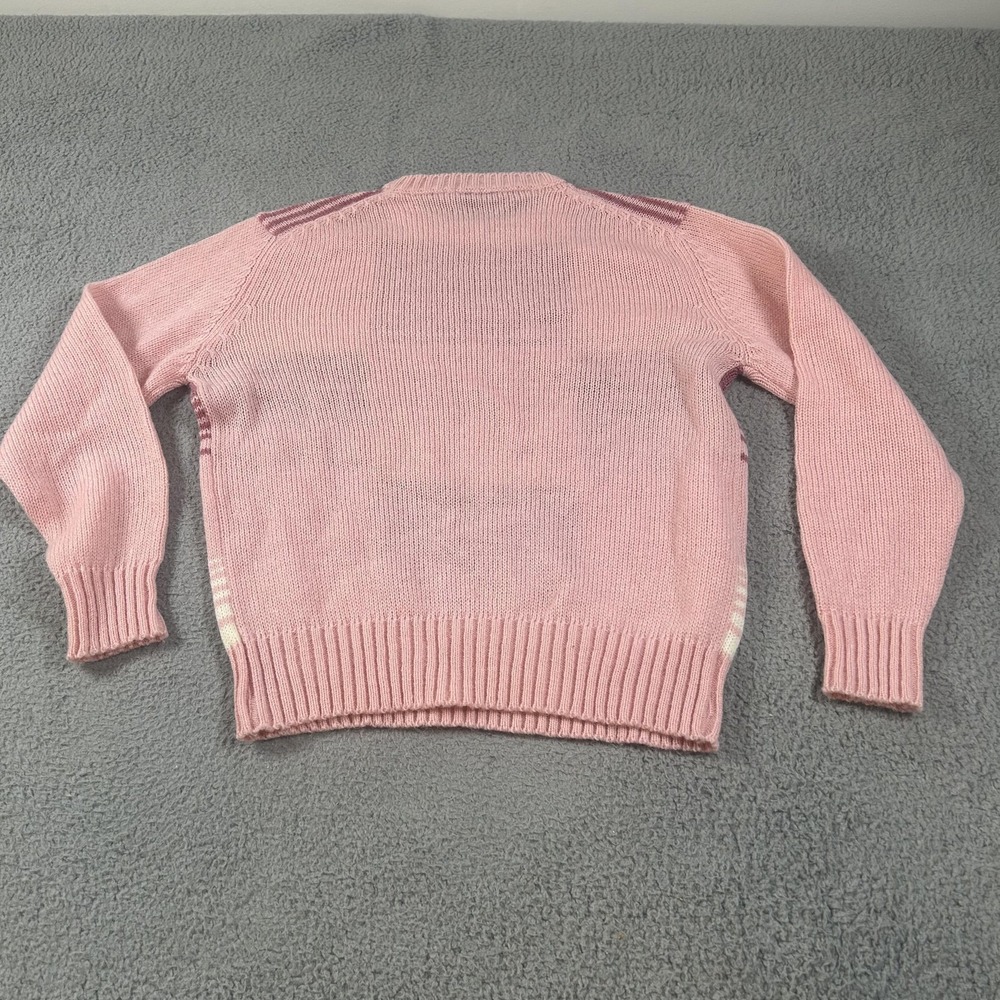 Vintage Mi Ki Sweater Womens 44 Pink Plaid Wool Blend Crewneck Knit Pullover - Picture 14 of 15